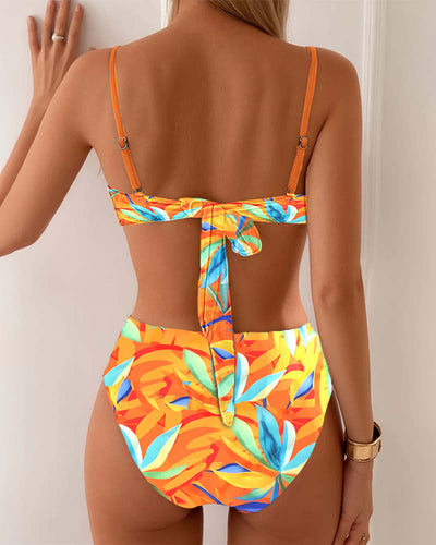 Maillot De Bain Sexy Imprimé Soutien-Gorge Couleur Contrastée Deux-Pièces