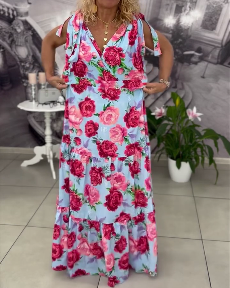 Robe Sexy Décolleté en V Imprimé