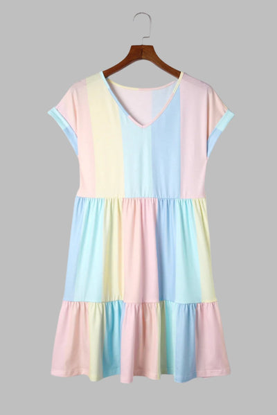 Geneviève - Mini Robe Bloc De Couleur Avec Décolleté En V