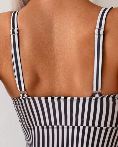 Tankini Rayé Vertical Deux Pièces Triangle
