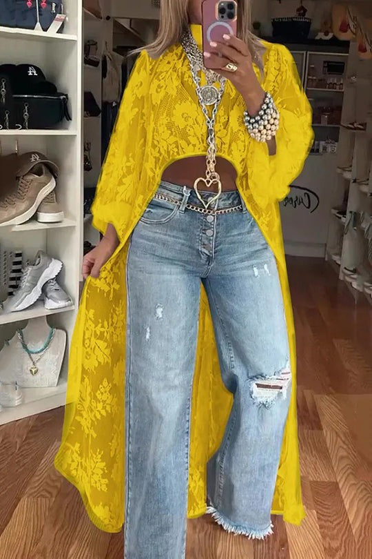 Gilet long en dentelle