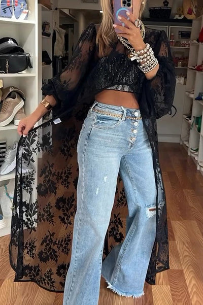 Gilet long en dentelle