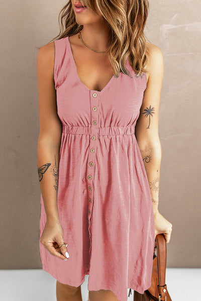Désirée - Robe D'Été À Boutons, Manches Courtes Et Décolleté En V