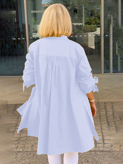 Chantal™ | Chemise Longue Élégante à Manches Nouées