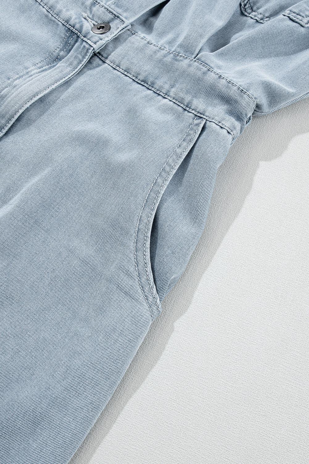 Isabelle - Robe en denim avec des manches chauve-souris courtes et élégantes