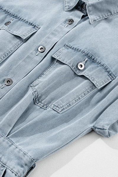 Isabelle - Robe en denim avec des manches chauve-souris courtes et élégantes
