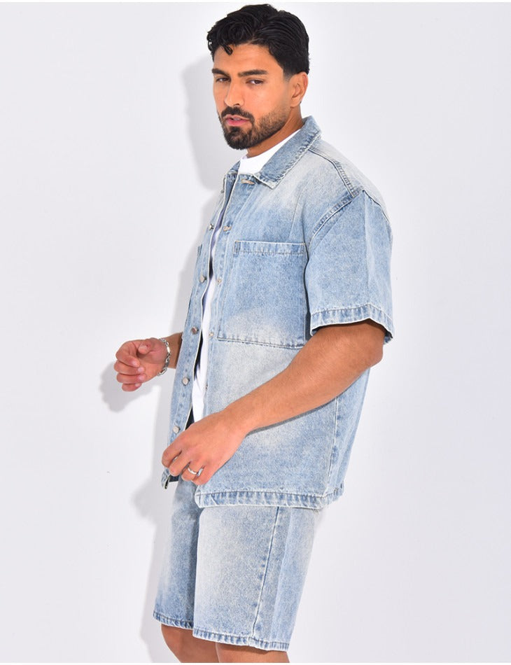 Ensemble short en jean et chemise