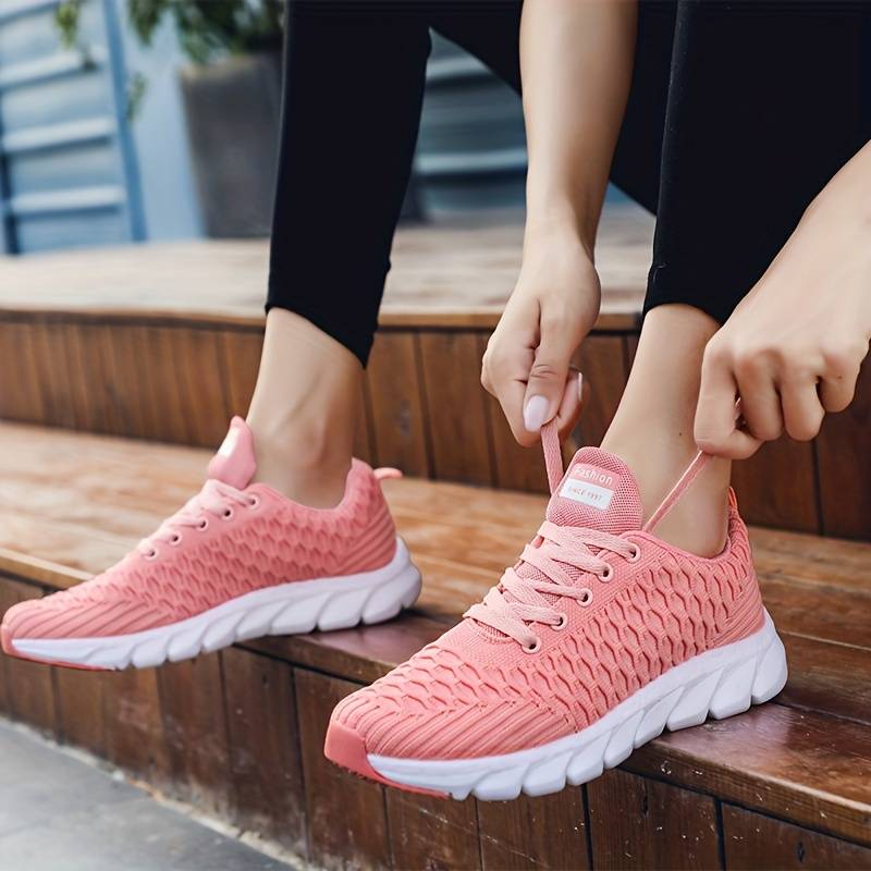 Baskets femme – Basse coupe – Maille respirante – Semelle mémoire de forme – Lacets ajustables