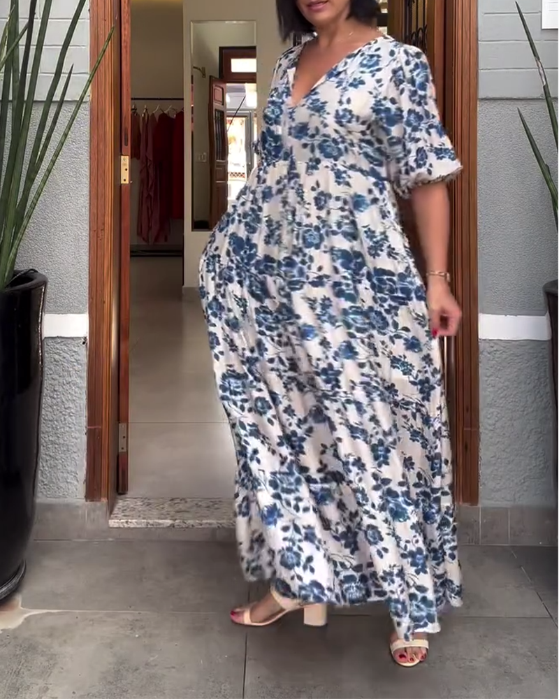 Robe Manches Courtes Imprimé Floral