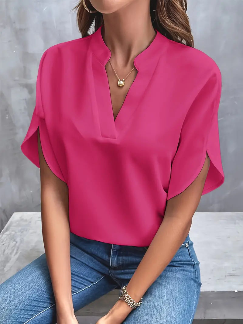 Blouse Élégante | Col Fendu | Légèreté Moderne