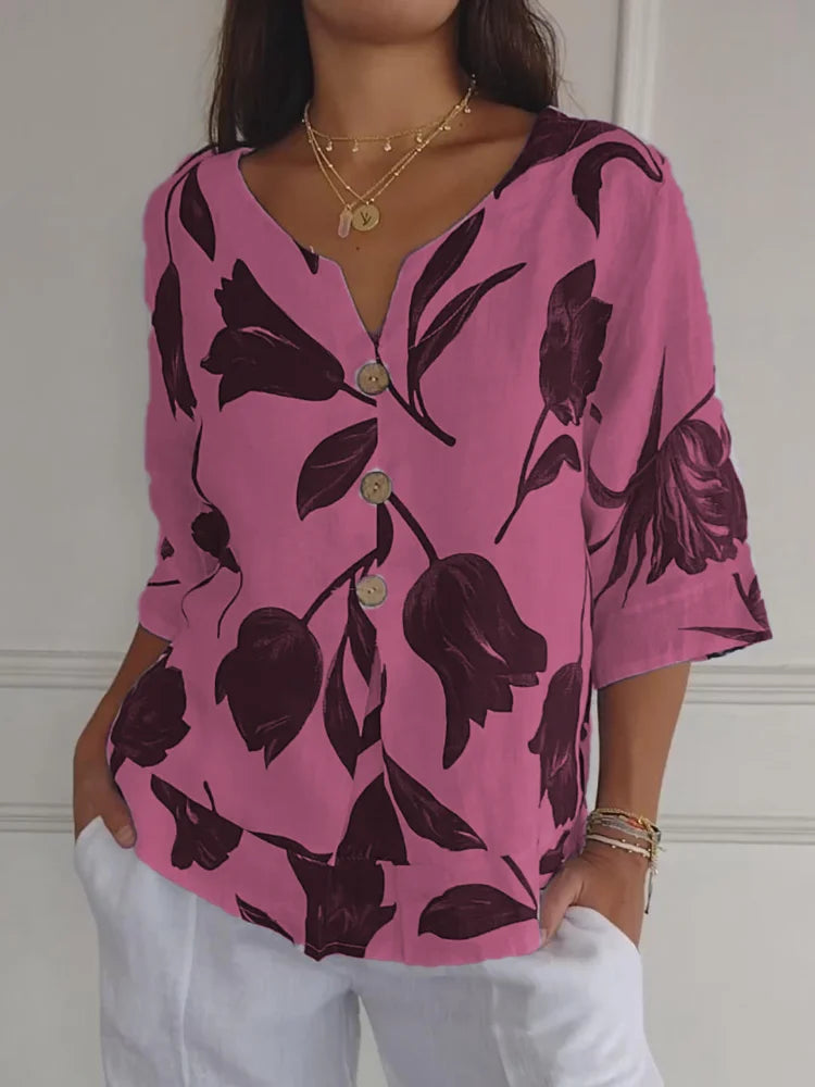Delphine™ | Blouse Fleurie Élégante