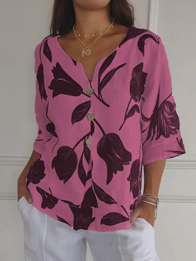 Delphine™ | Blouse Fleurie Élégante