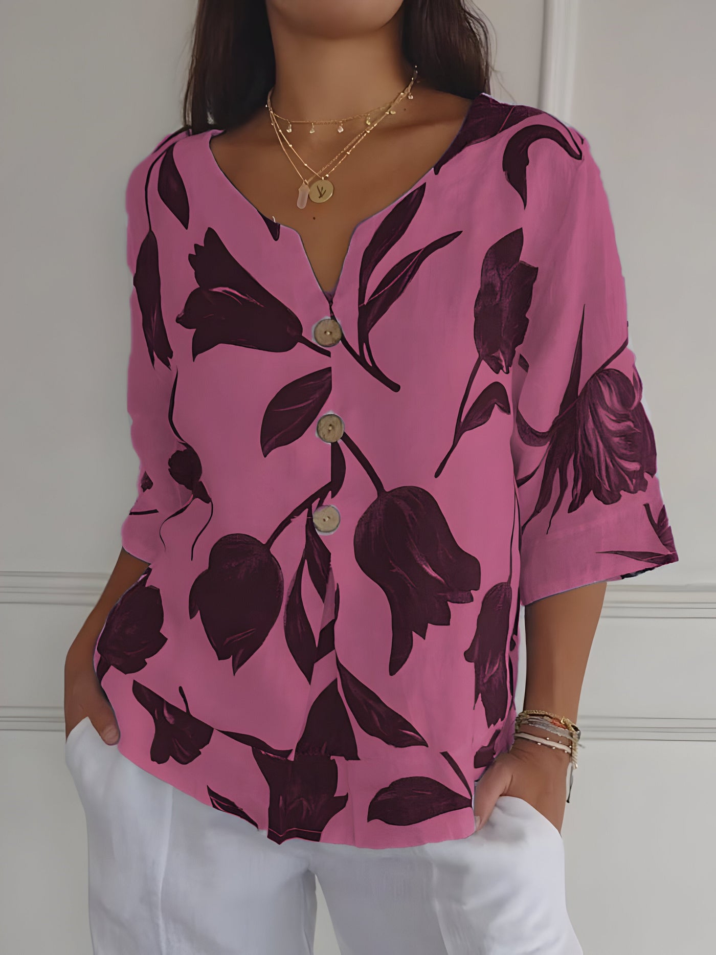 Nora™ | Blouse Printemps V-neck