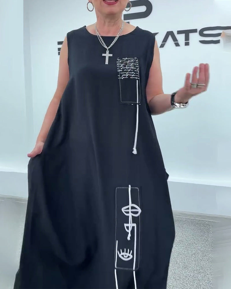 Robe Sans Manches Imprimé Lettre Oversize