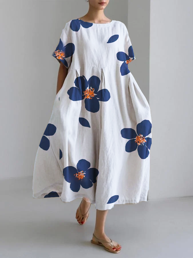 Morgane™ | Caterina robe d'été longue avec fleurs vives et confort doux pour journées ensoleillées