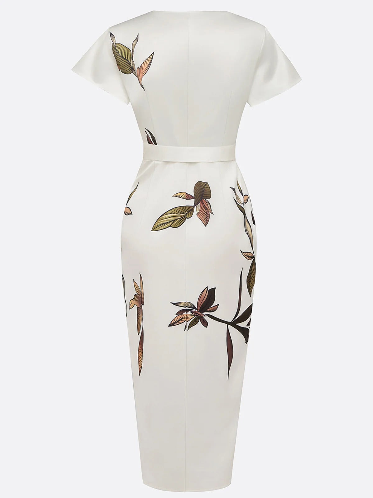 Robe mi-longue en satin à manches courtes