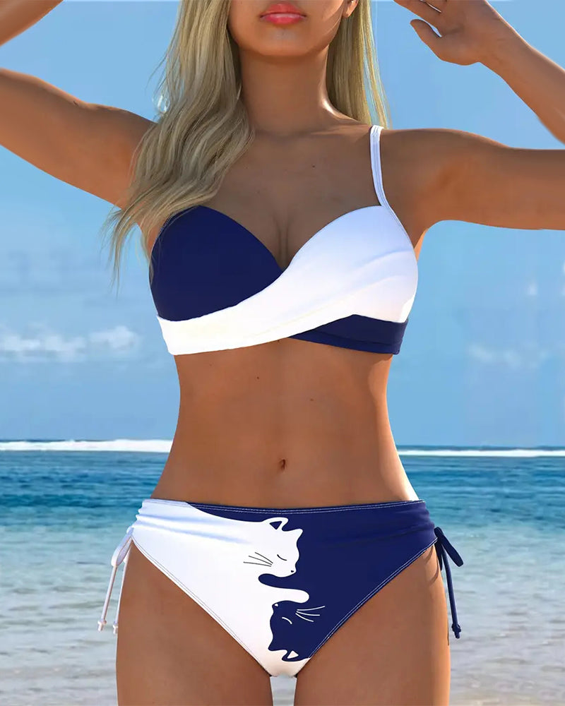 Bikini Ensemble Avec Croix-Chat Design