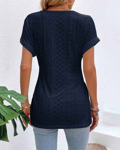 Blouse V-Neck Contraste Découpe