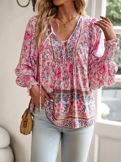 Sallie™ | Top Bohème Fluide à Motif Fleuri
