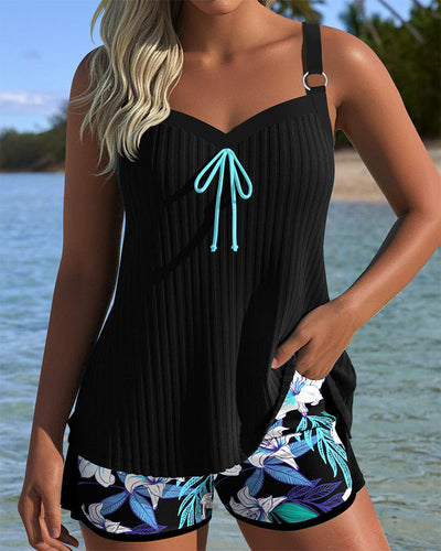 Maillot de Bain Sans Bretelles Imprimé Short de Plage