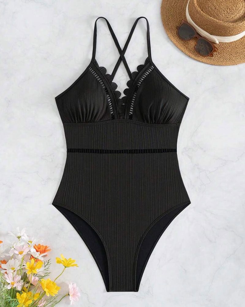 Maillot de Bain Monopièce Uni Sexy Découpé