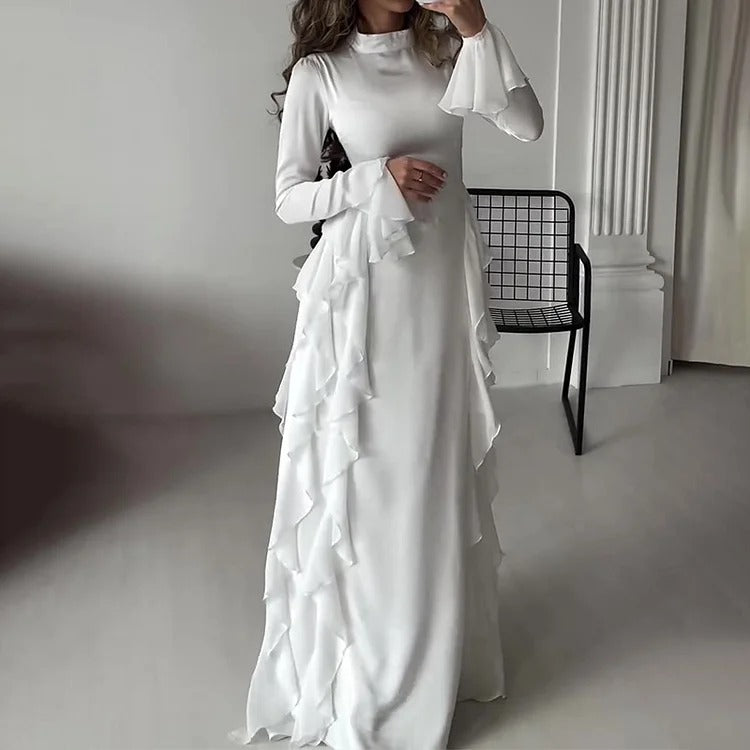 Robe longue à col montant
