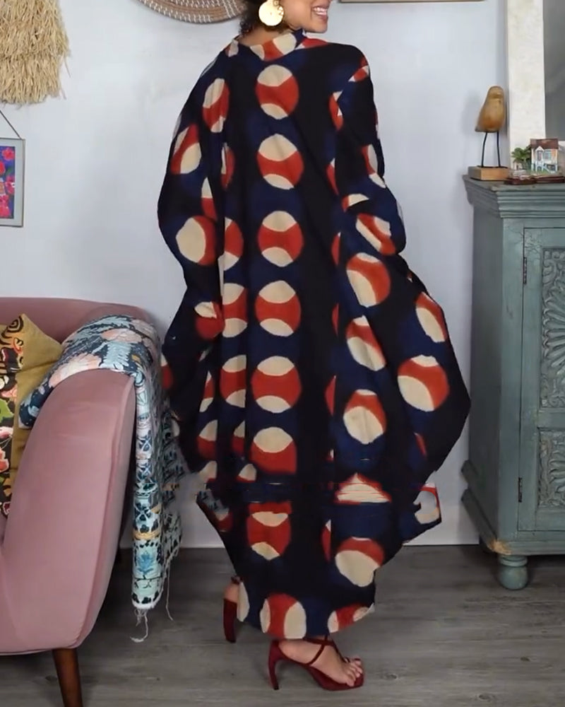 Robe Mode Ample Manche Chauve-Souris Imprimée