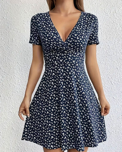 Robe Florale V-Neck Décontractée