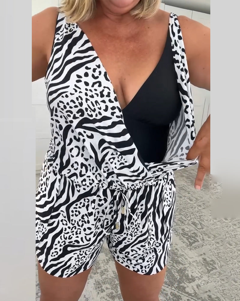 Maillot de Bain Slim Fit avec Motif Zebra