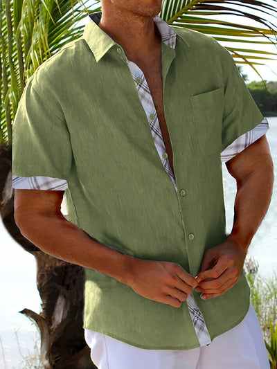 Chemise homme manches courtes – Coupe décontractée – Tissu respirant – Boutonnage classique