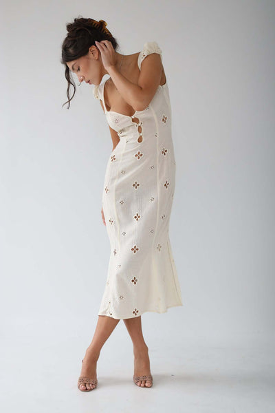 Sylvie | Robe Queue De Poisson Blanche Pour Femme | Midi