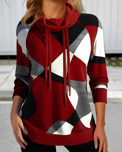 Kiana| Pull-over à la mode avec motif géométrique et col cowl