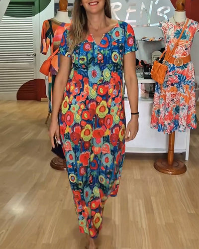 Robe Imprimé Rétro Sexy Manches Courtes