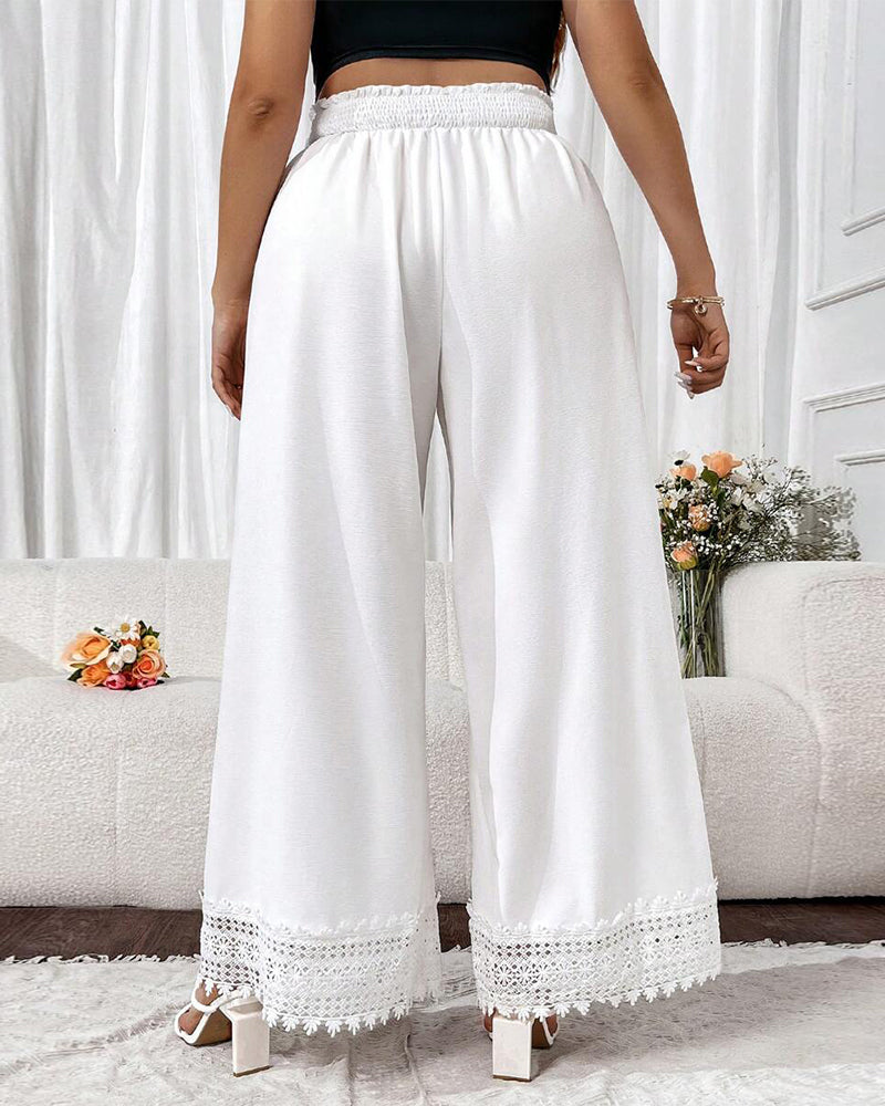 Pantalon Mode Dentelle Couture Jambe Large