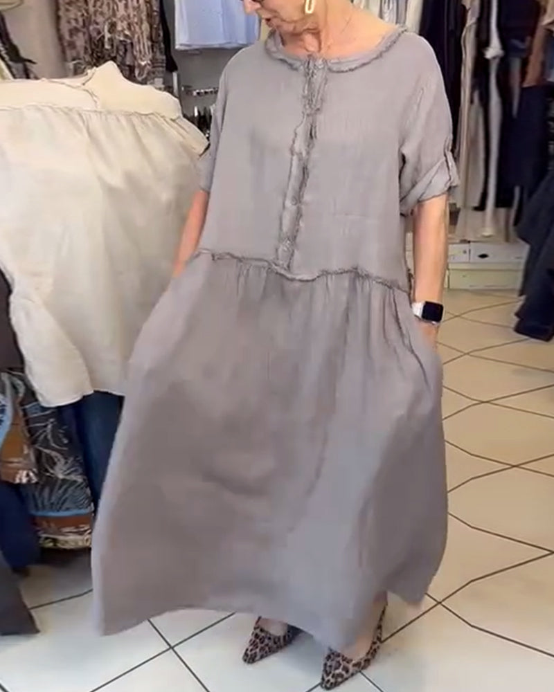 Robe Couleur Unie Décontractée Confortable