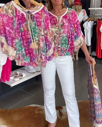 Blouse À Coupe Ample Avec Imprimé Bohème
