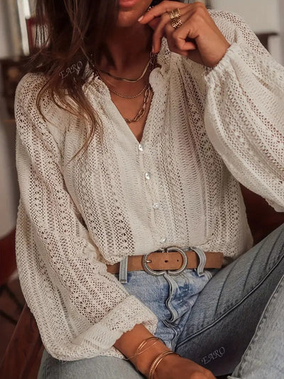 Blouse à manches longues et col en V
