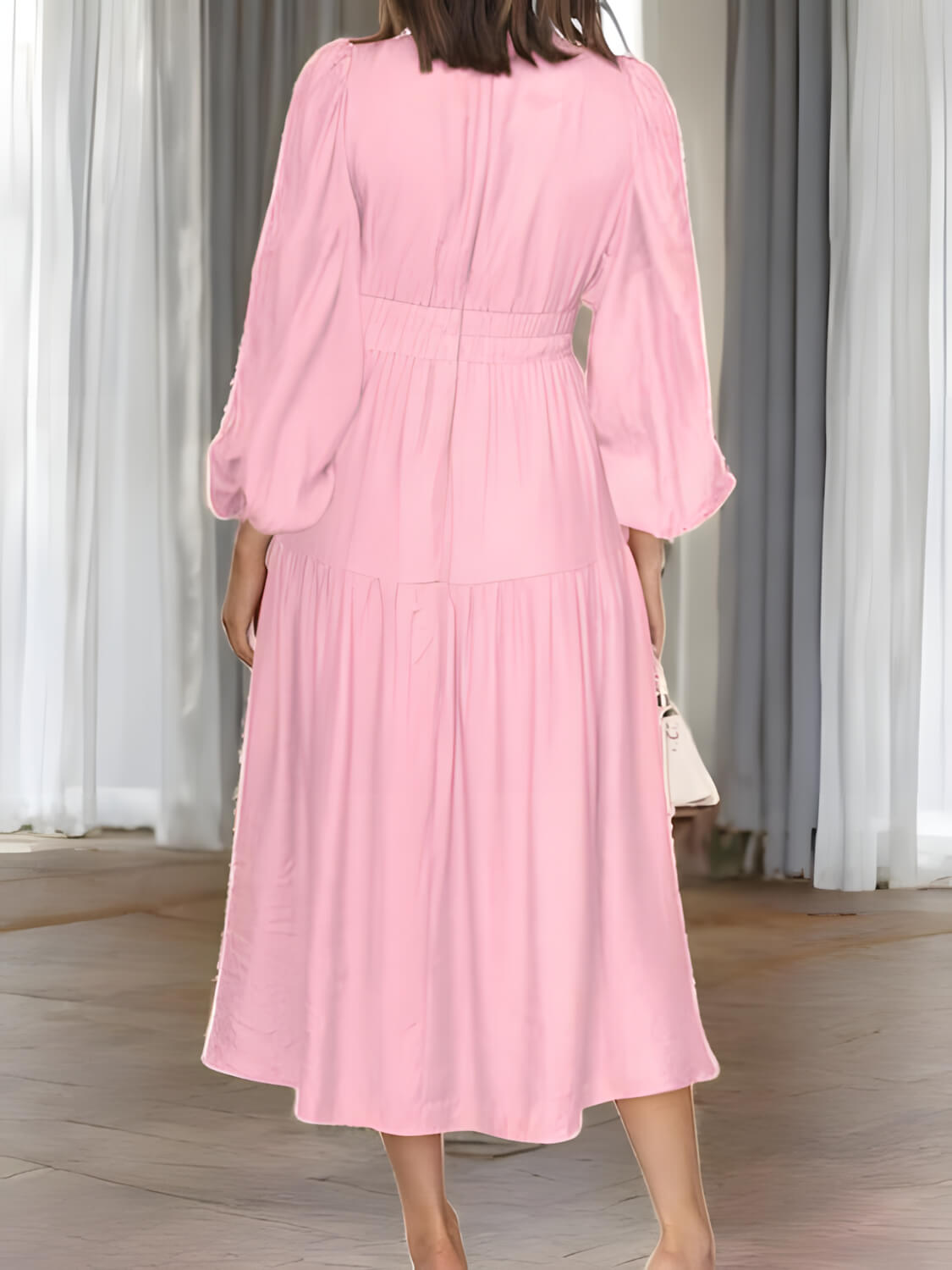 Léonie - Maxi-Robe À Manches Ballon Et Décolleté En V