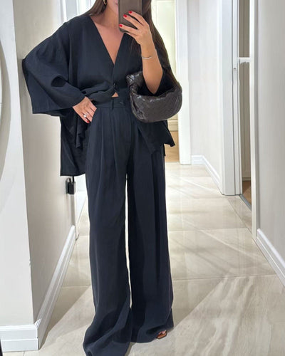 Lisa™ | Ensemble 2 pièces col V & pantalon