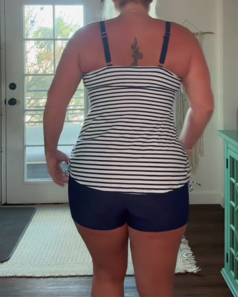 Maillot de bain décontracté rayé deux pièces