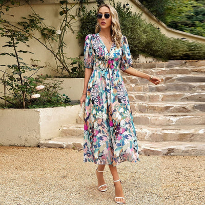 Gabriella | Robe imprimée à col en V