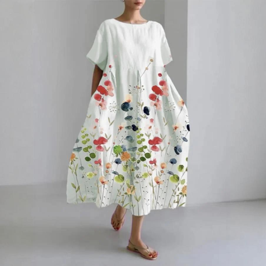 Morgane™ | Liliana robe longue décontractée avec liberté de mouvement et style floral pour les journées estivales