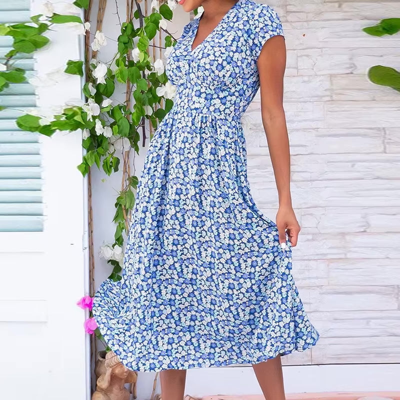 Lilou™ | Robe Midi Florale d'Été