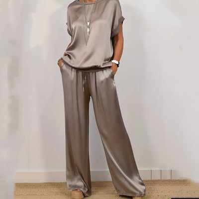 Ensemble Deux Pièces Femme – Coupe Ample – Tissu Doux – Pantalon Large à Cordon – Poches