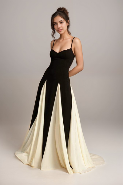 Robe Longue Élégante | Design Contrastant | Silhouette Flatteuse