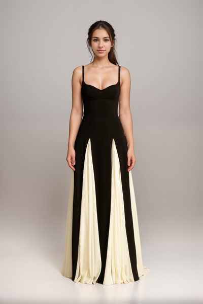 Robe Longue Élégante | Design Contrastant | Silhouette Flatteuse
