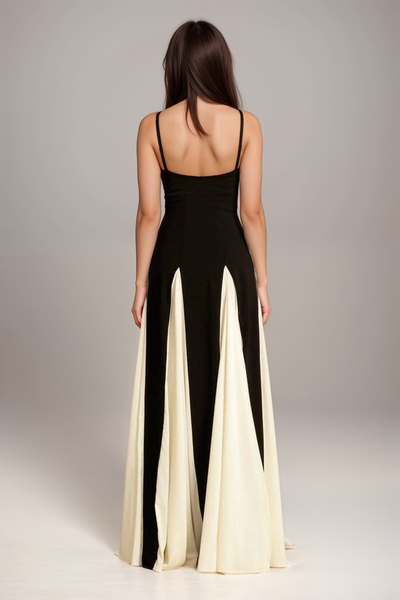 Robe Longue Élégante | Design Contrastant | Silhouette Flatteuse