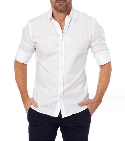 Chemise homme slim – matière respirante – col classique – manches ajustables