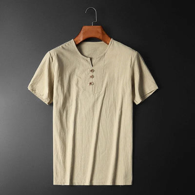 T-shirt d'été élégant en coton léger et lin pour hommes - Gio
