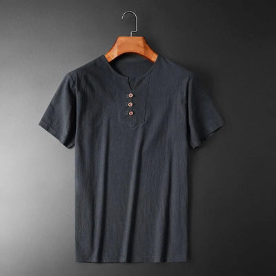T-shirt d'été élégant en coton léger et lin pour hommes - Gio
